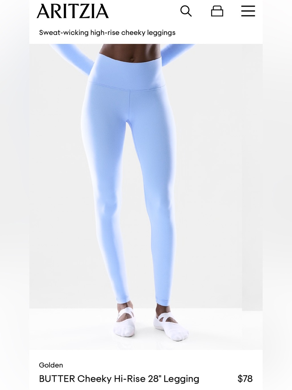 Aritzia Butter High-Rise Leggings in Light “Dayflower” Blue